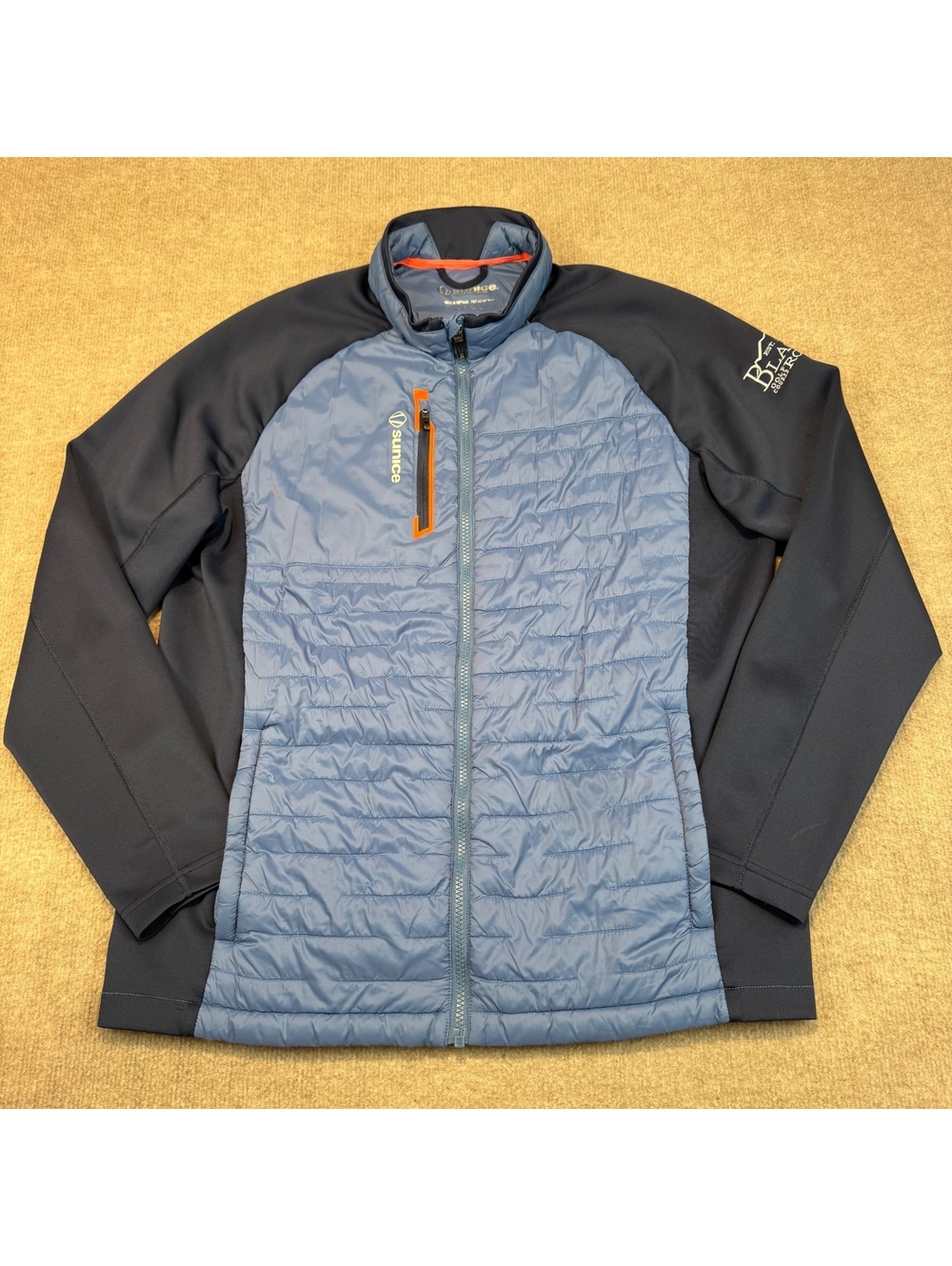 SUNICE Golf Quilted Jacket Full Zip Course Logo XL Blue Colorway Lightweight